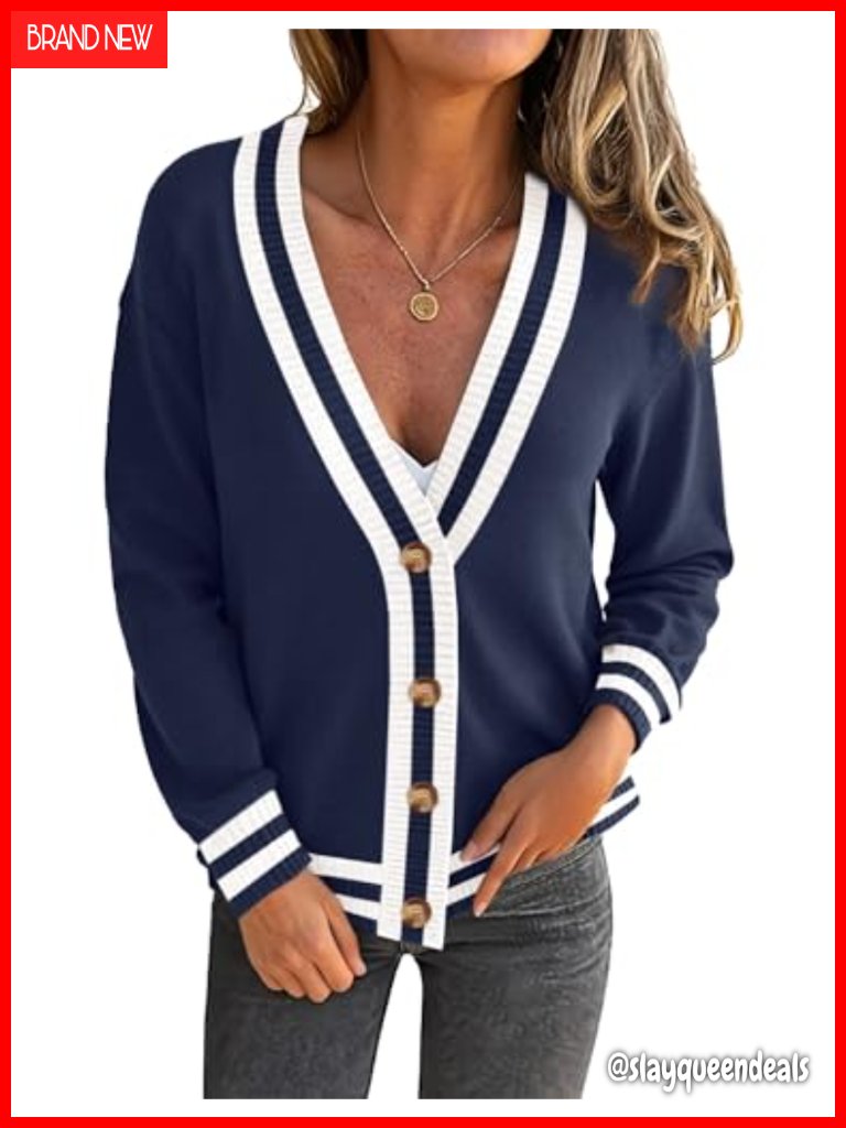 Women's Button Down Cardigan Sweater Long Sleeve Open Front Soft Knit Coat